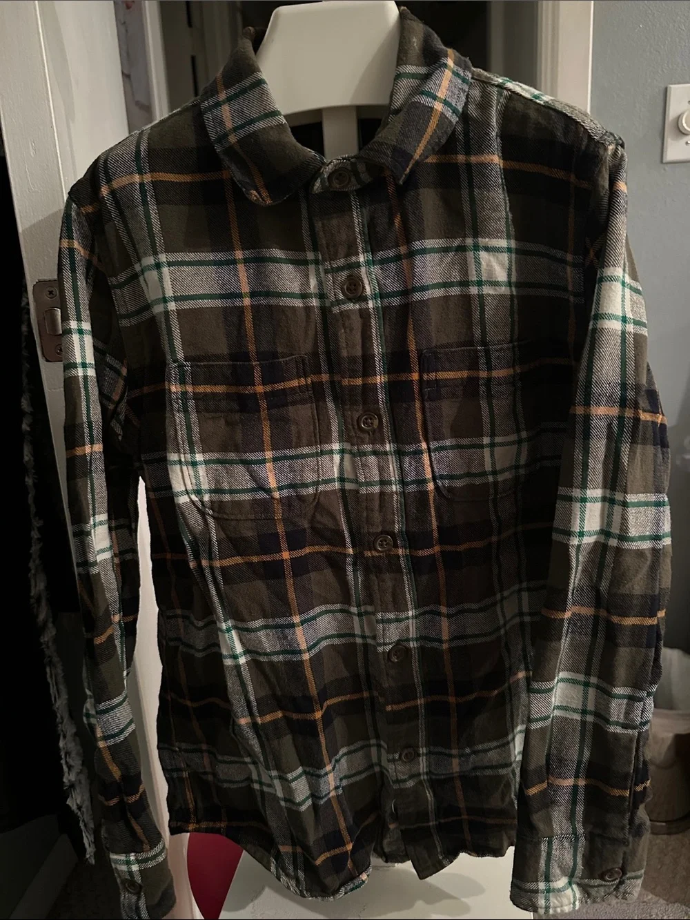 GAP Kids Green and Brown Plaid Shirt